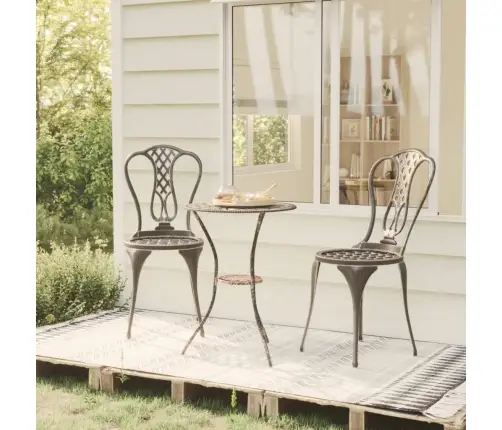 3-Daļīgs Bistro Mēbeļu Komplekts, Liets Alumīnijs, Bronza  Vidaxl