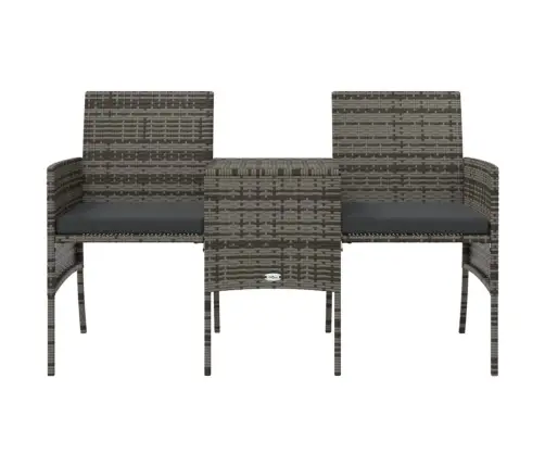 Divvietīgs Dārza Dīvāns Ar Galdiņu Un Soliem, Pelēks, Pe Vidaxl