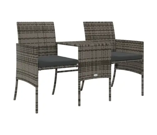 Divvietīgs Dārza Dīvāns Ar Galdiņu Un Soliem, Pelēks, Pe Vidaxl