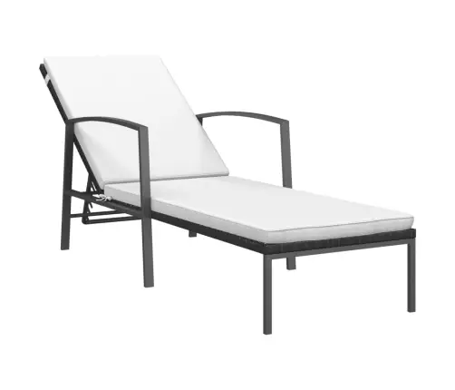 Aia Päevitustool Padjaga, Polürotang, Must