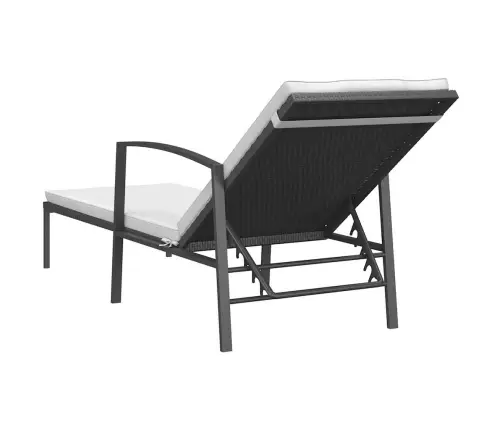 Aia Päevitustool Padjaga, Polürotang, Must