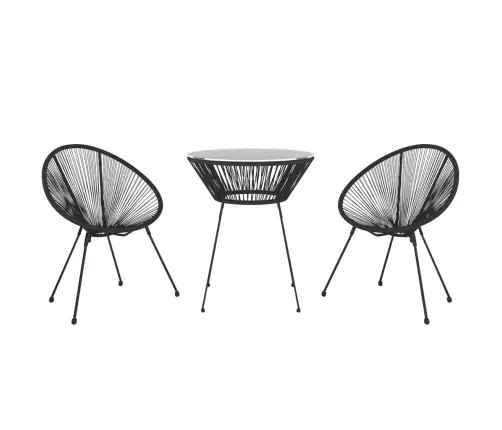 3-Daļīgs Dārza Mēbeļu Komplekts, Melns Vidaxl