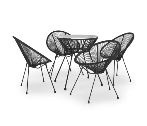 5-Daļīgs Dārza Mēbeļu Komplekts, Melns Vidaxl