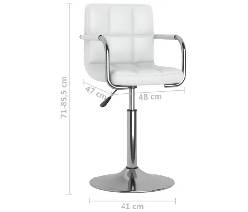 Pöörlevad Söögitoolid 6 Tk, Valge, Kunstnahk Pöörlevad Söögitoolid 6 Tk, Valge, Kunstnahk