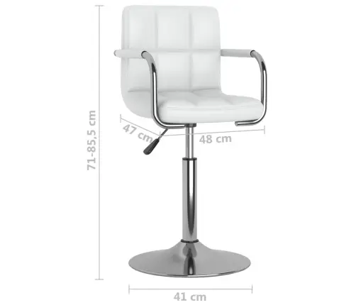 Virtuves Krēsls, Balta Mākslīgā Āda Vidaxl
