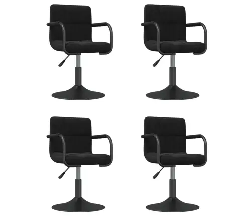 Pasukamos Valgomojo Kėdės, 4Vnt., Juodos Spalvos, Aksomas