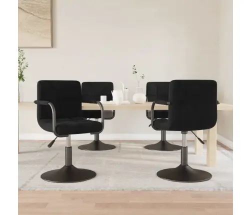 Pasukamos Valgomojo Kėdės, 4Vnt., Juodos Spalvos, Aksomas