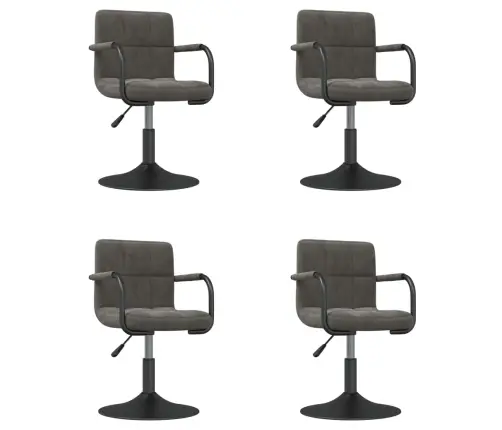Grozāmi Virtuves Krēsli, 4 Gab., Tumši Pelēks Samts Vidaxl