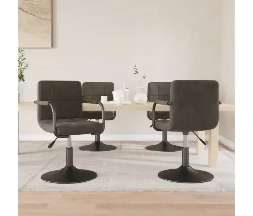 Grozāmi Virtuves Krēsli, 4 Gab., Tumši Pelēks Samts Vidaxl