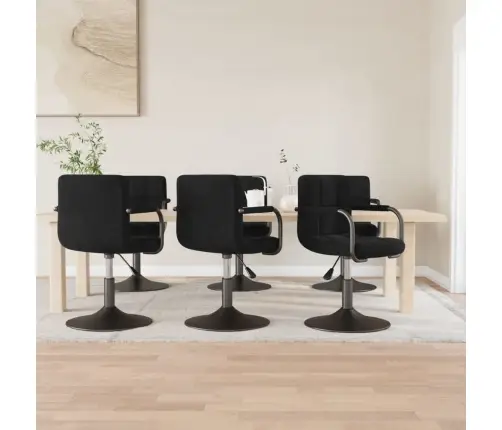 Grozāmi Virtuves Krēsli, 6 Gab., Melns Samts Vidaxl