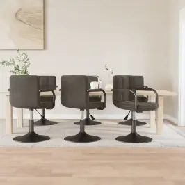 Grozāmi Virtuves Krēsli, 6 Gab., Tumši Pelēks Samts Vidaxl