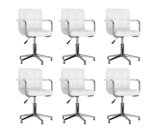 Besisukančios Valgomojo Kėdės, 6Vnt., Baltos, Dirbtinė Oda Besisukančios Valgomojo Kėdės, 6Vnt., Baltos, Dirbtinė Oda