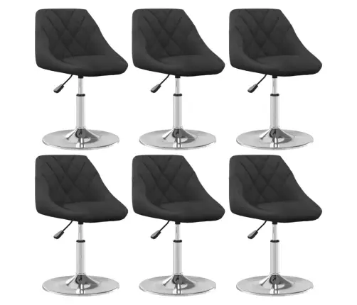 Pasukamos Valgomojo Kėdės, 6Vnt., Juodos Spalvos, Aksomas Pasukamos Valgomojo Kėdės, 6Vnt., Juodos Spalvos, Aksomas