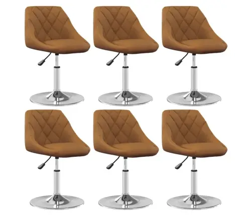 Grozāmi Virtuves Krēsli, 6 Gab., Brūns Samts Vidaxl Grozāmi Virtuves Krēsli, 6 Gab., Brūns Samts Vidaxl