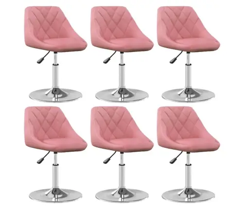 Pasukamos Valgomojo Kėdės, 6Vnt., Rožinės Spalvos, Aksomas Pasukamos Valgomojo Kėdės, 6Vnt., Rožinės Spalvos, Aksomas