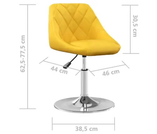 Pasukamos Valgomojo Kėdės, 6Vnt., Garstyčių Geltonos, Aksomas Pasukamos Valgomojo Kėdės, 6Vnt., Garstyčių Geltonos, Aksomas