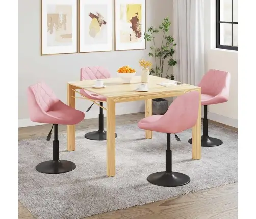 Pöörlevad Söögitoolid 4 Tk, Roosa, Samet