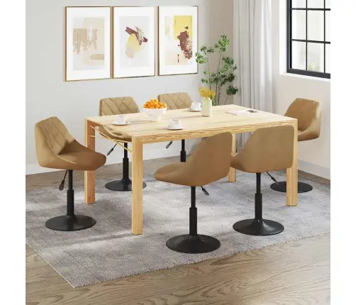 Grozāmi Virtuves Krēsli, 6 Gab., Brūns Samts Vidaxl