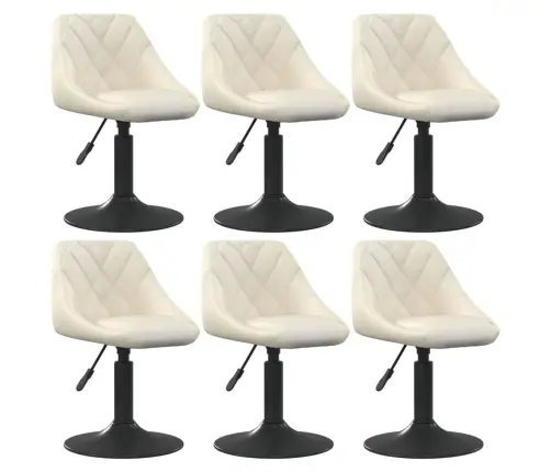 Grozāmi Virtuves Krēsli, 6 Gab., Krēmkrāsas Samts Vidaxl