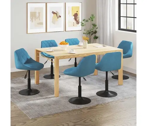 Grozāmi Virtuves Krēsli, 6 Gab., Zils Samts Vidaxl