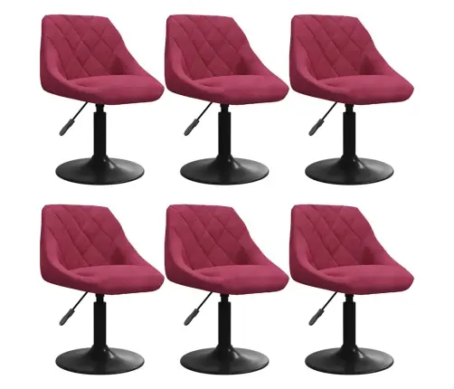 Grozāmi Virtuves Krēsli, 6 Gab., Vīnsarkans Samts Vidaxl