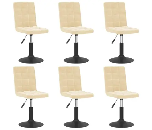 Grozāmi Virtuves Krēsli, 6 Gab., Krēmkrāsas Samts Vidaxl