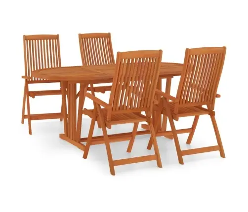 Sodo Valgomojo Komplektas, 5 Dalių, Eukalipto Medienos Masyvas