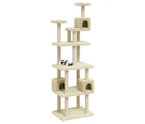 Kaķu Māja Ar Sizala Stabiem Nagu Asināšanai, 188 Cm, Krēmkrāsas Vidaxl