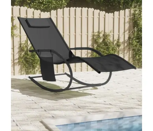 Supamas Saulės Gultas, Juodos Spalvos, Plienas Ir Tekstilenas