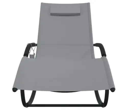Sauļošanās Šūpuļkrēsls, Tērauds, Pelēks Tekstilēns Vidaxl