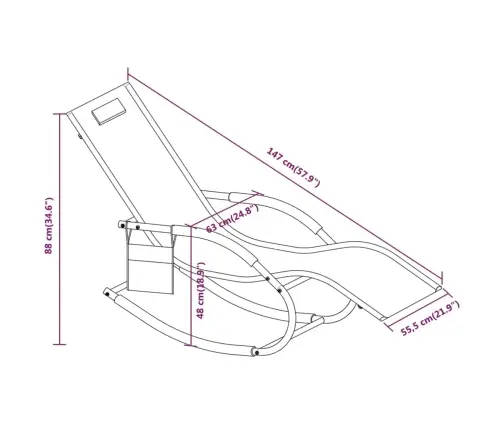 Sauļošanās Šūpuļkrēsls, Tērauds, Pelēks Tekstilēns Vidaxl