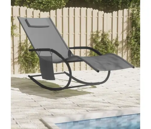 Sauļošanās Šūpuļkrēsls, Tērauds, Pelēks Tekstilēns Vidaxl