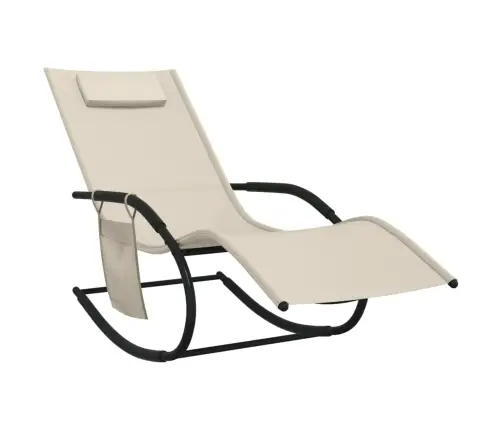 Sauļošanās Šūpuļkrēsls, Tērauds, Krēmkrāsas Tekstilēns Vidaxl