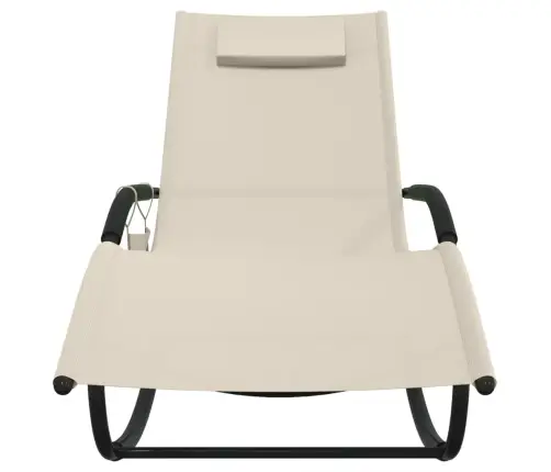 Sauļošanās Šūpuļkrēsls, Tērauds, Krēmkrāsas Tekstilēns Vidaxl