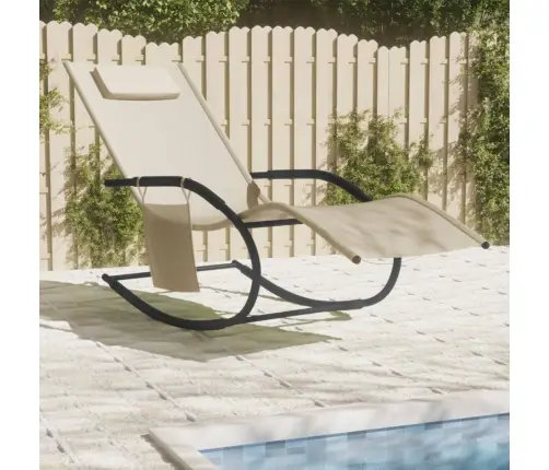 Sauļošanās Šūpuļkrēsls, Tērauds, Krēmkrāsas Tekstilēns Vidaxl