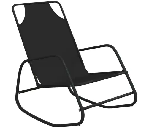 Sauļošanās Šūpuļkrēsls, Tērauds, Melns Tekstilēns Vidaxl