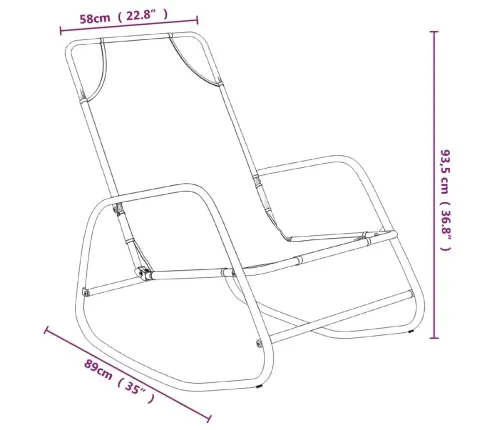 Sauļošanās Šūpuļkrēsls, Tērauds, Melns Tekstilēns Vidaxl