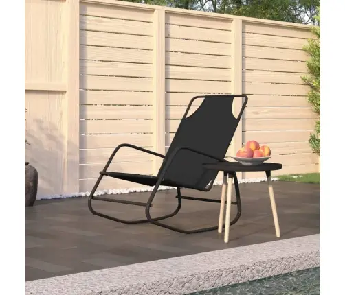 Sauļošanās Šūpuļkrēsls, Tērauds, Melns Tekstilēns Vidaxl