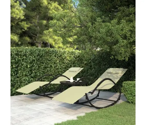 Supami Saulės Gultai, 2Vnt., Kreminiai, Plienas Ir Tekstilenas