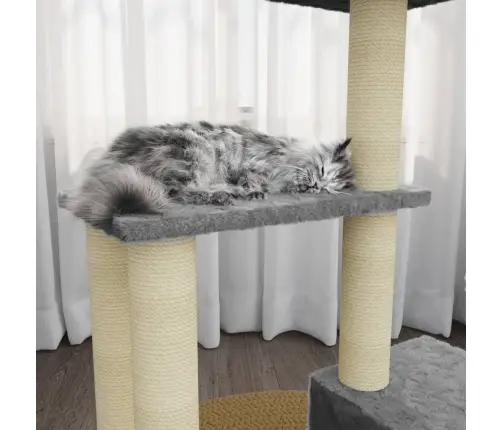 Kaķu Māja Ar Sizala Stabiem Nagu Asināšanai, 71 Cm, Pelēka Vidaxl