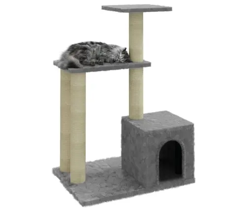 Kaķu Māja Ar Sizala Stabiem Nagu Asināšanai, 71 Cm, Pelēka Vidaxl