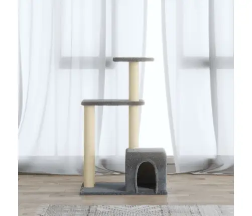 Kaķu Māja Ar Sizala Stabiem Nagu Asināšanai, 71 Cm, Pelēka Vidaxl