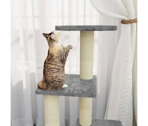 Kaķu Māja Ar Sizala Stabiem Nagu Asināšanai, 92 Cm, Pelēka Vidaxl