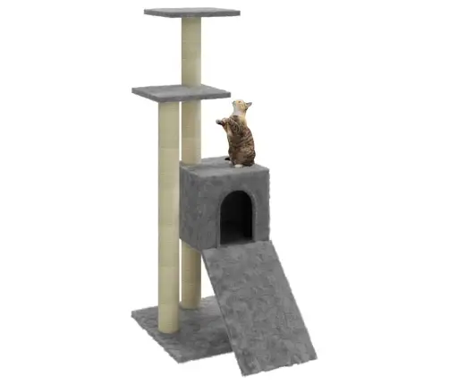 Kaķu Māja Ar Sizala Stabiem Nagu Asināšanai, 92 Cm, Pelēka Vidaxl