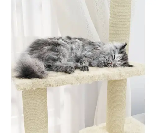 Draskyklė Katėms Su Stovais Iš Sizalio, Kreminės Spalvos, 155Cm