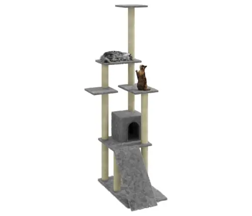 Kassimaja Sisalköitega Kraapimispostidega, Helehall, 155 Cm