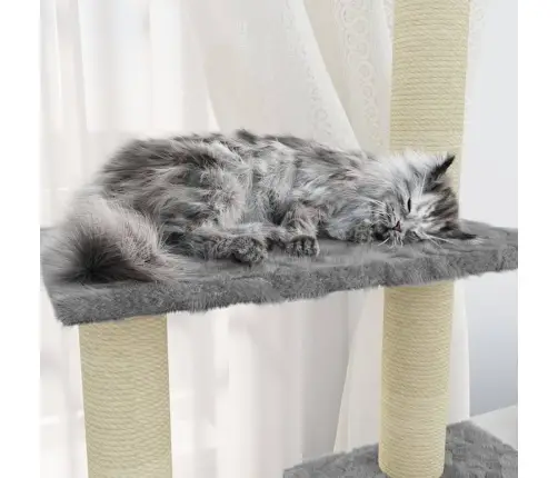 Kassimaja Sisalköitega Kraapimispostidega, Helehall, 155 Cm