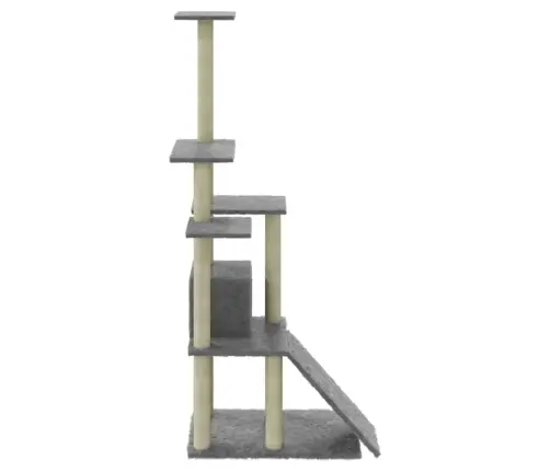 Kassimaja Sisalköitega Kraapimispostidega, Helehall, 155 Cm