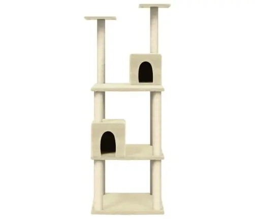 Kaķu Māja Ar Sizala Stabiem Nagu Asināšanai, 141 Cm, Krēmkrāsas Vidaxl