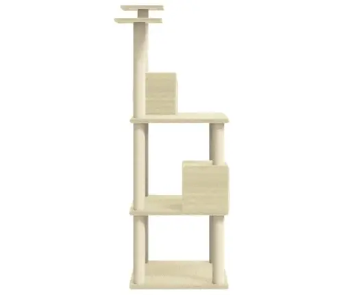 Kaķu Māja Ar Sizala Stabiem Nagu Asināšanai, 141 Cm, Krēmkrāsas Vidaxl